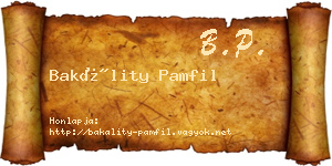 Bakálity Pamfil névjegykártya